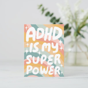 ADHD Super Power Fun Bubble Letters CUSTOM Postkarte