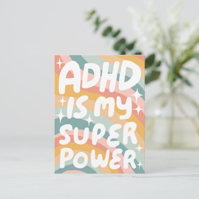 ADHD Super Power Fun Bubble Letters CUSTOM Postkarte (Stehend Vorderseite)