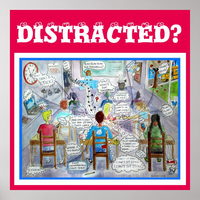 ADHD SYMPTOMEN POSTER "Distracted" (Vorne)