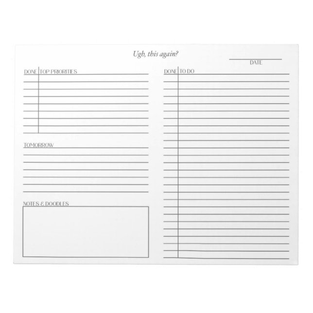 ADHD-To-Do-Notepad Notizblock (Vorderseite)