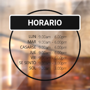 Adhesivo de ventana de horario comercial redondo fensteraufkleber