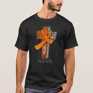 ADHS-Bewusstsein Orange Schleife Christliches Kreu T-Shirt
