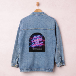 ADHS Chaos in Genie Neon-Motivationszitat  Jeansjacke