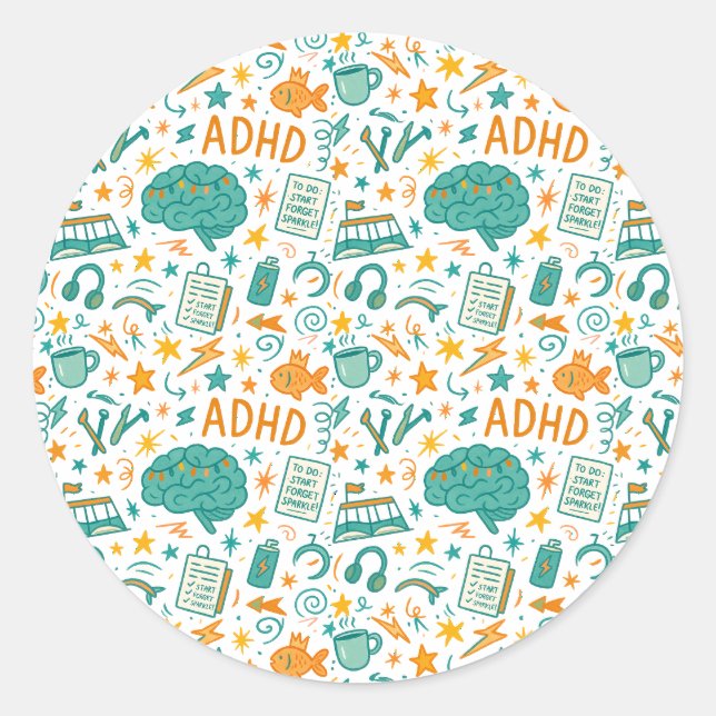 ADHS: Magisch abgelenkt Runder Aufkleber (Vorderseite)
