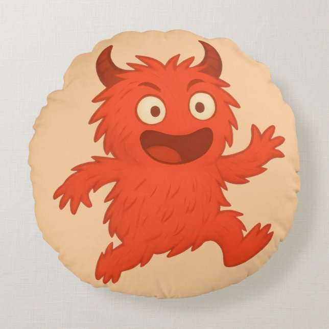 ADHS Monster Rumpel Wut Regulation Rundes Kissen (Vorderseite)