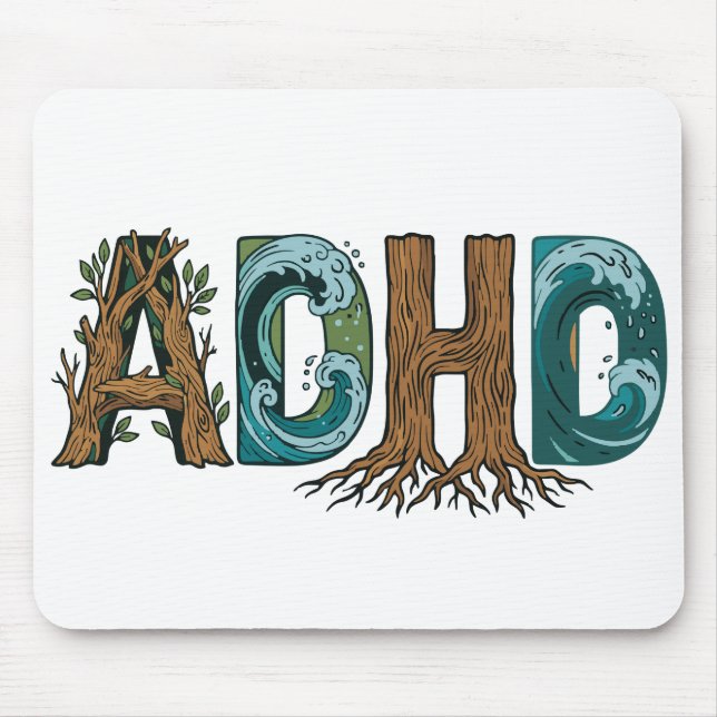 ADHS Natur Elemente Typografie Design Mousepad (Vorne)