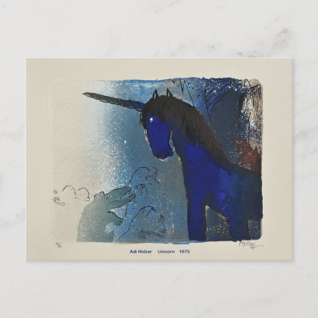 Adi Holzer Unicorn 1975 Postkarte (Vorderseite)