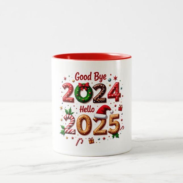 Adieu 2024, Bonjour 2025 - Festive Nouvel An Mugs (Centre)