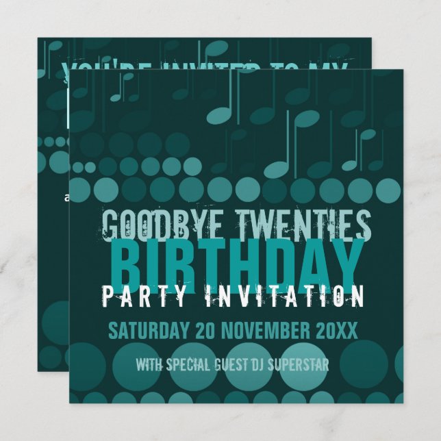 Adieu 20 ans Anniversaire Dance Party Invitation (Devant / Derrière)