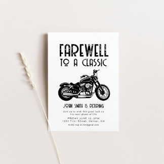 Adieu à un Invitation de motocyclette de retraite