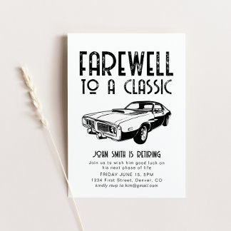 Adieu à une voiture Invitation classique de retrai