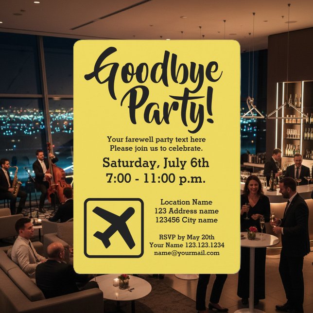 Adieu adieu, adieu, absences des invitations à la  (goodbye party invitation template)