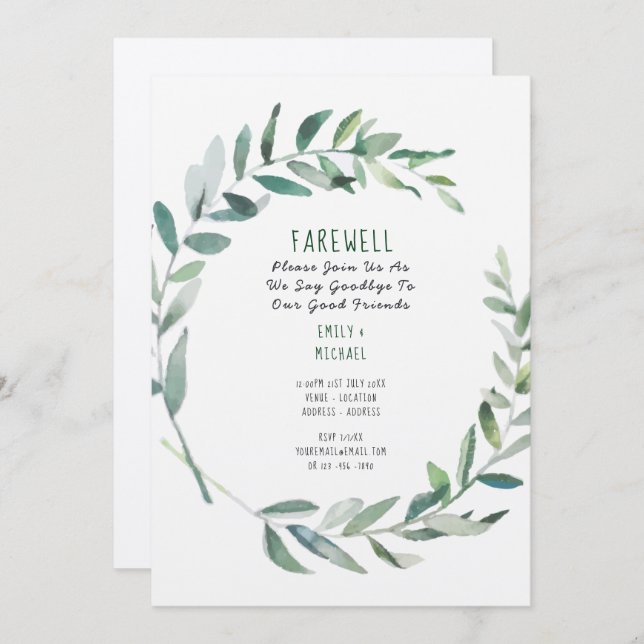 Adieu Sortir de la fête Invitation Kraft Rustic Ar (Devant / Derrière)