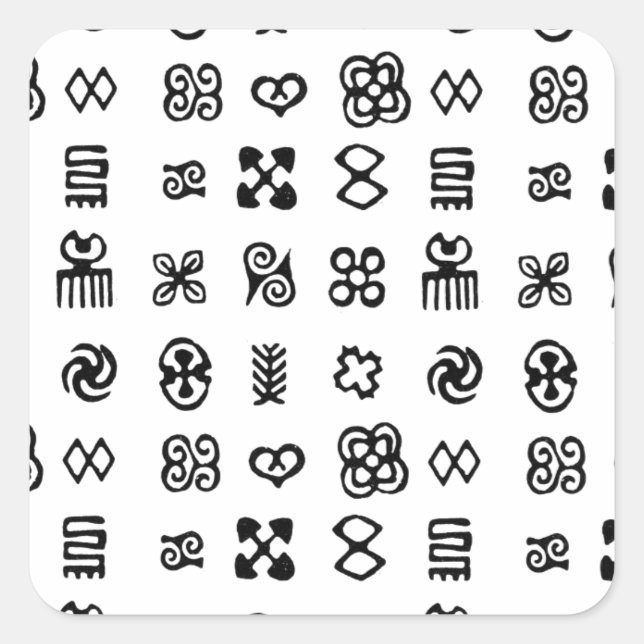 Adinkra African Symbols Quadratischer Aufkleber (Vorderseite)