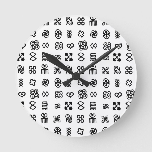 Adinkra African Symbols Runde Wanduhr (Vorderseite)