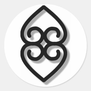 Adinkra - earth-BW Runder Aufkleber