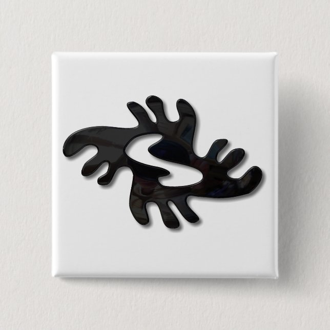 Adinkra-Peace-glänzend schwarz Button (Vorderseite)