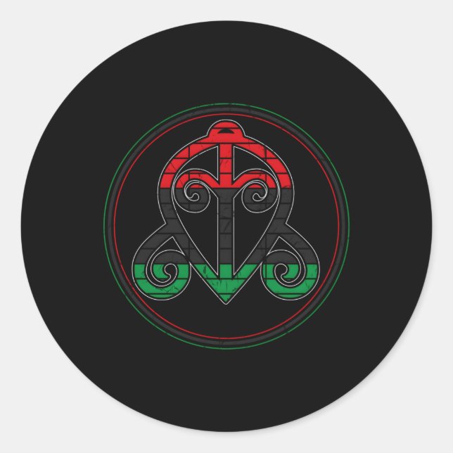 Adinkra-Symbol oder westafrikanisches Symbol oder  Runder Aufkleber (Vorderseite)