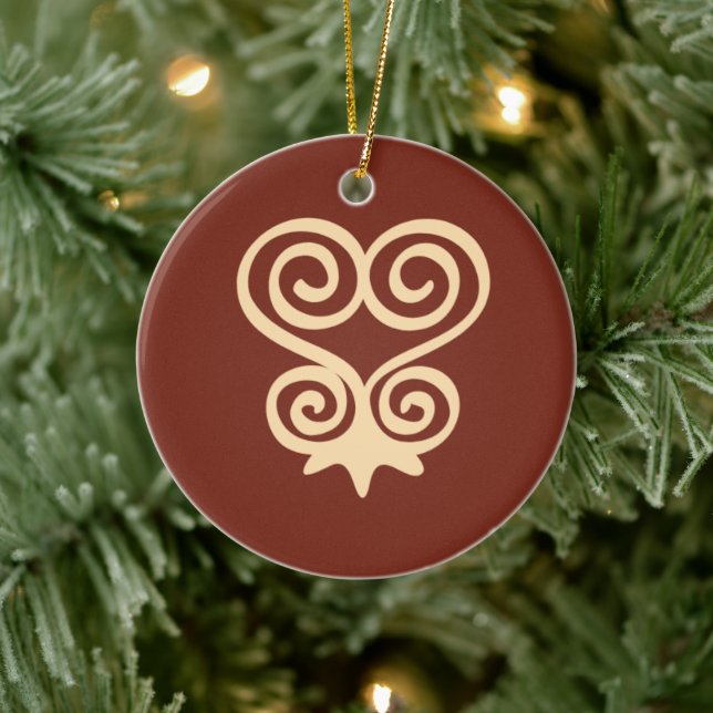 Adinkra-Symbol (Sankofa) Keramik Ornament (Baum)