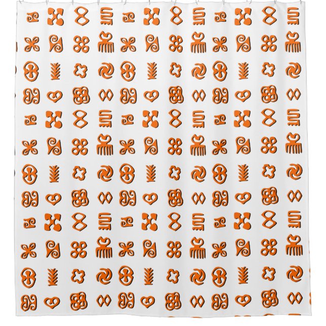 Adinkra-Symbole in orange und schwarz Duschvorhang (Vorderseite)