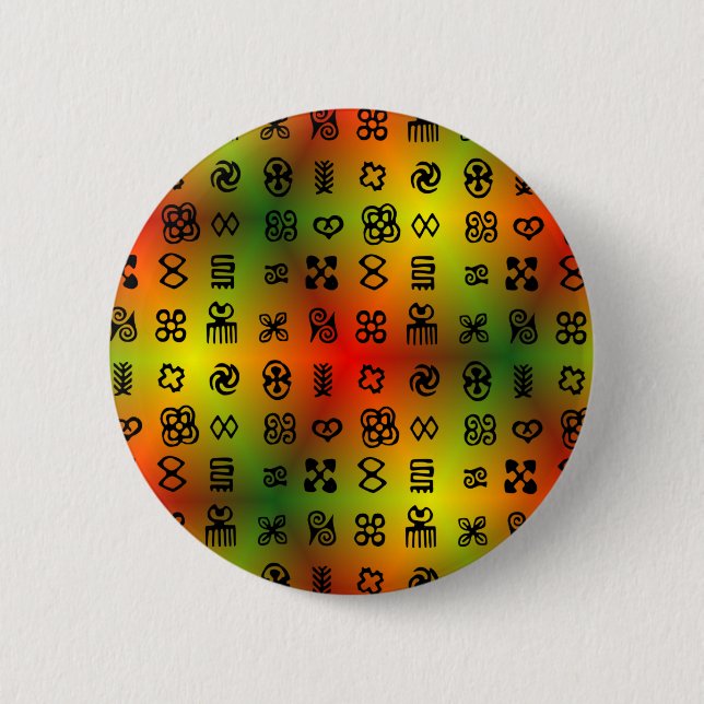 Adinkra Symbole mit afrikanischen Farben Button (Vorderseite)