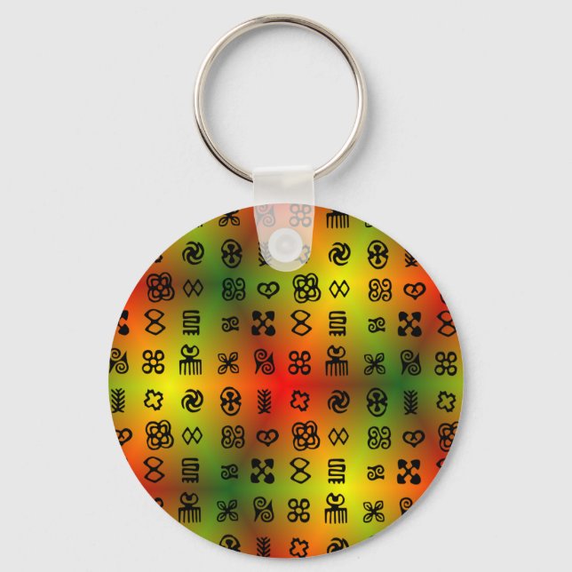 Adinkra Symbole mit afrikanischen Farben Schlüsselanhänger (Vorderseite)