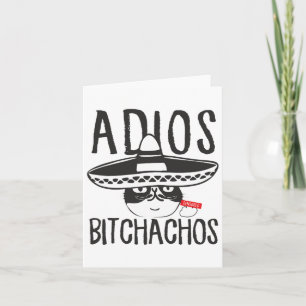 Adios Achos Cat in Sombrero Funny Cinco De Mayo Qu Karte