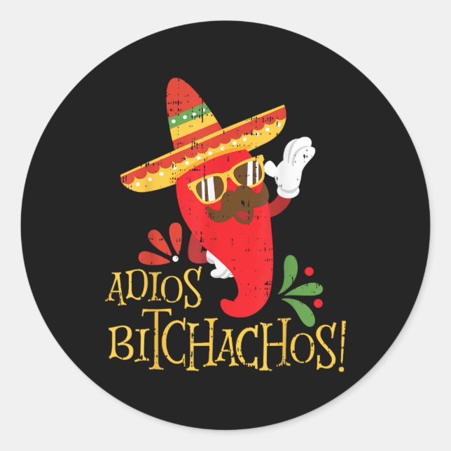 Adios Achos Cinco De Mayo Paprikaschoten zum mexik Runder Aufkleber (Vorderseite)