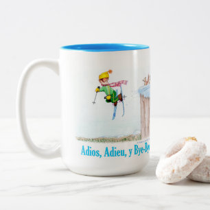 Adios, Adieu und Bye-Bye Zweifarbige Tasse