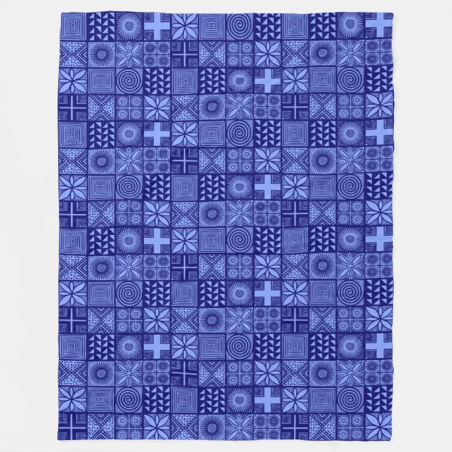Adire Pattern - Blauschattierungen Fleecedecke (Vorderseite)