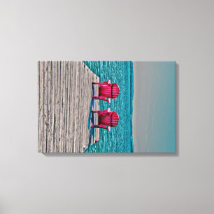 Adirondack Beach Chairs Aquamarin Rustikale Hütte Leinwanddruck