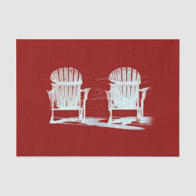 Adirondack Beach Chairs Red White Rustica Seidenpapier (Vorderseite)