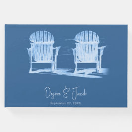 Adirondack Beach Stairs Azure Blue White Wedding Gästebuch
