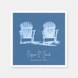 Adirondack Beach Stairs Azure Blue White Wedding Serviette