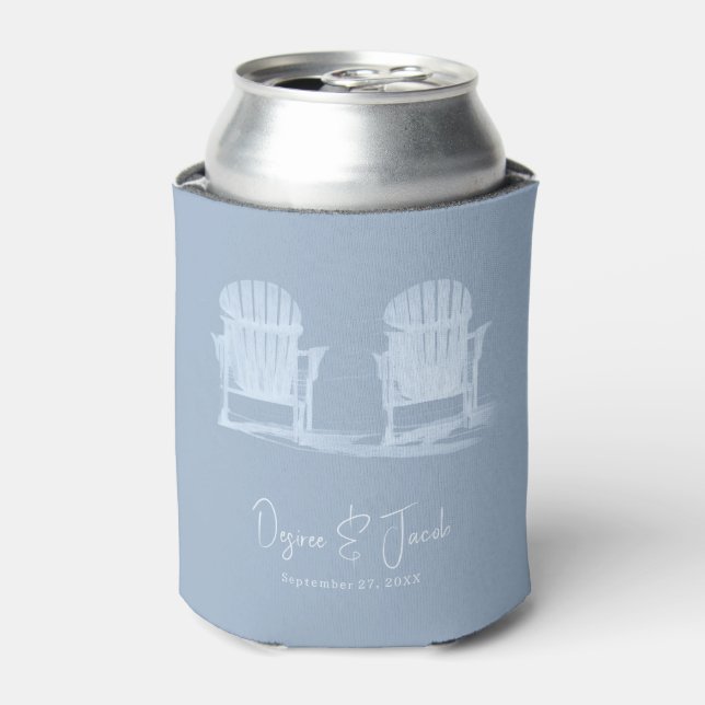 Adirondack Beach Stairs Dusty Blue White Wedding Dosenkühler (Kanne Vorderseite)