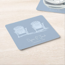 Adirondack Beach Stairs Dusty Blue White Wedding