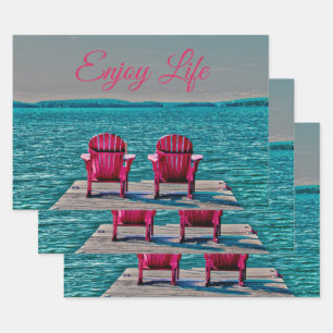 Adirondack Beach Stairs Rustikales Aquamarines Gen Geschenkpapier Set