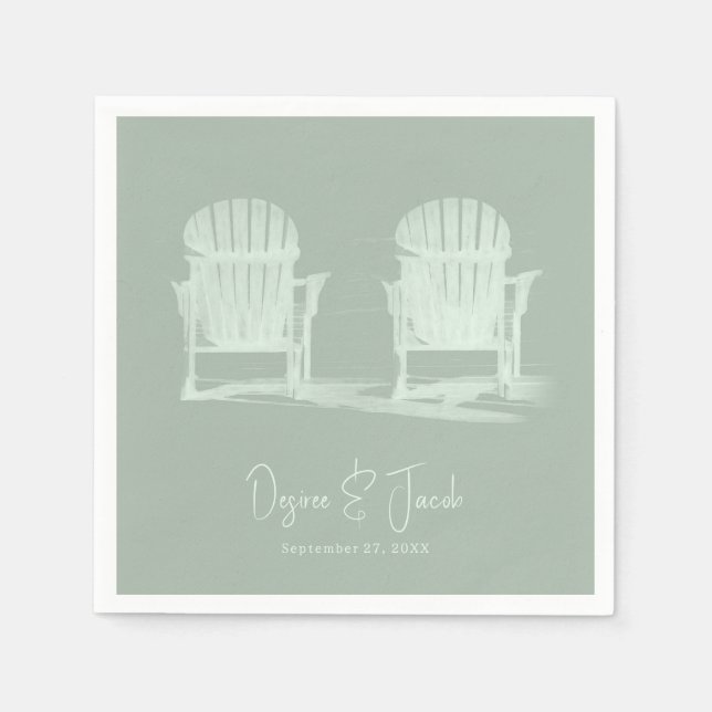 Adirondack Beach Stairs Sage Green Wedding Serviette (Vorderseite)