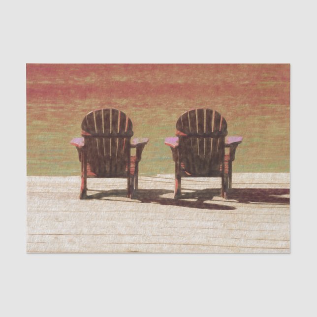 Adirondack Beach Stairs Sunset Rustikal Seidenpapier (Vorderseite)