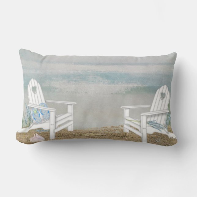Adirondack Beach Stairs Watercolor Lendenkissen (Vorderseite)