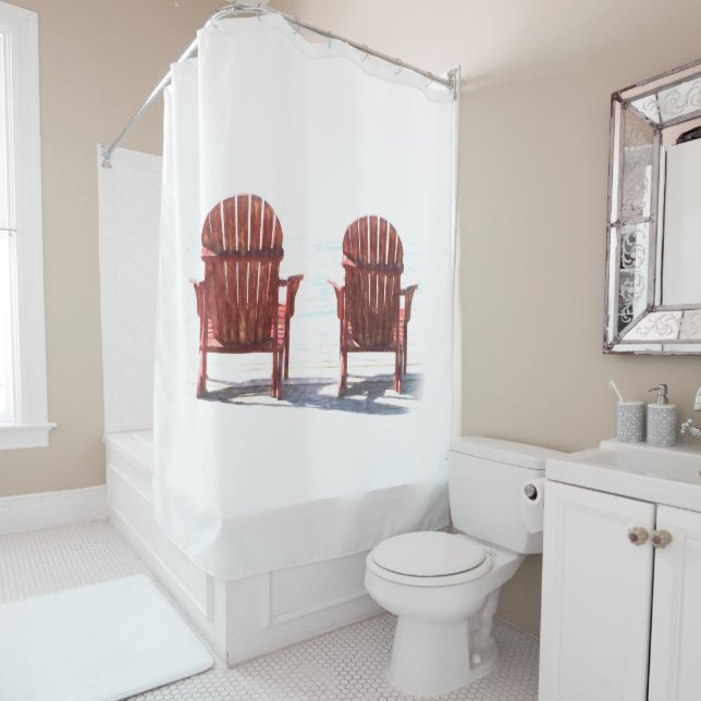Adirondack Brown Beach Chairs Rustikale Hütte Duschvorhang (Beispiel)