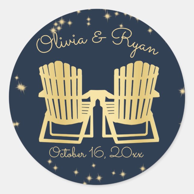 Adirondack Chairs Beach Starry Sky Runder Aufkleber (Vorderseite)