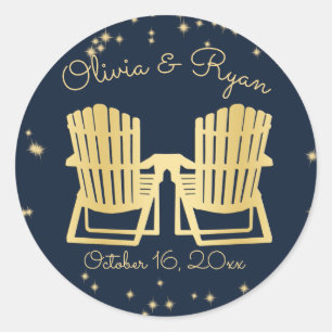 Adirondack Chairs Beach Starry Sky Runder Aufkleber