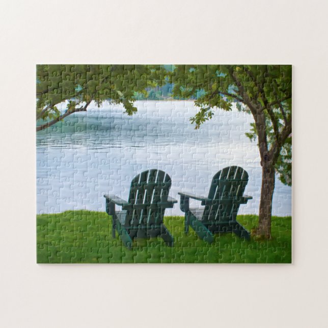 Adirondack Chairs facing a Lake - Fotograf (Horizontal)