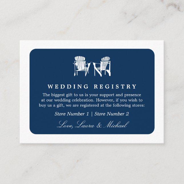 Adirondack Chairs | Wedding Bridal Gift Registry Begleitkarte (Vorderseite)