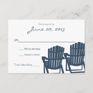 Adirondack Chaises Blue Beach Mariage Carte de rép