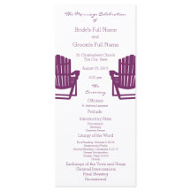 Adirondack Chaises Plum Beach Wedding Programme