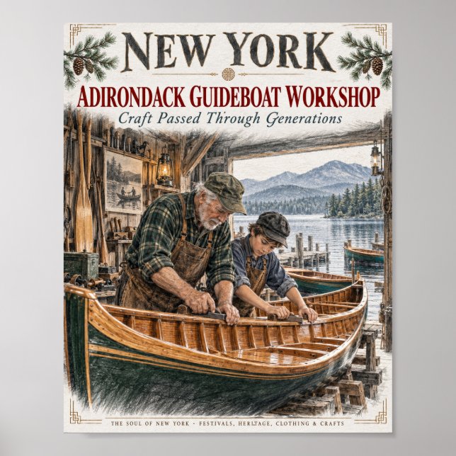 Adirondack-Führerboot-Workshop-Plakat Poster (Vorne)