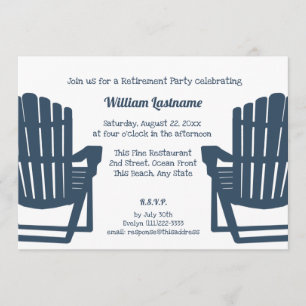 Adirondack Navy Blue Beach Chairs Retirement Party Einladung