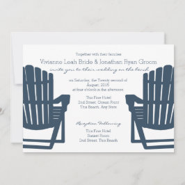 Adirondack Navy Blue Beach Stairs Wedding Einladung